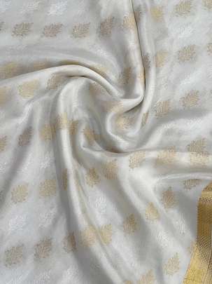 Crepe Braso With Banarasi Golden Butta ( Dyeable )/ Pure Banarasi fabrics