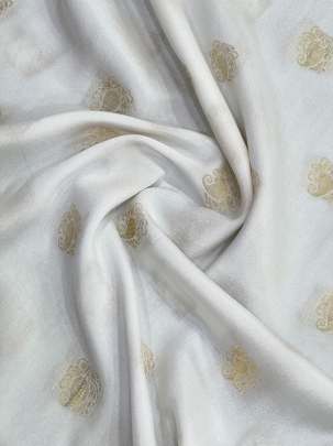 Crepe With Banarasi Golden Butta ( Dyeable )/ Pure Banarasi fabrics