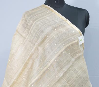 Desi tassar with mirror work duppata/ Work Duppatas