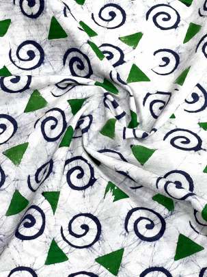 Dobby Cotton Handblocked Butti Print White/