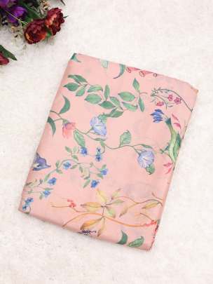 Floral print Tassar silk fabric/