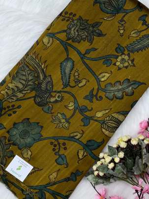 Floral print raw silk fabric/