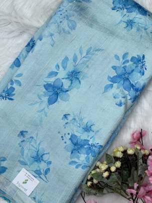 Floral print raw silk fabric/