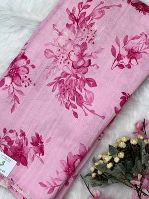 Floral print raw silk fabric/ Printed Silk fabrics