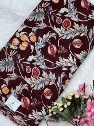 Floral print raw silk fabric/ Printed Silk fabrics