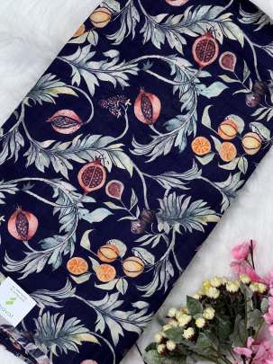 Floral print raw silk fabric/