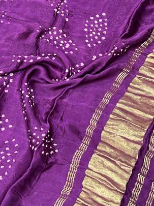 Gaji Silk Bandhej Duppata With Lagdi Patta Border Magenta/