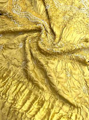 Gaji Silk Bandhej Duppata With Lagdi Patta Border Golden Yellow/