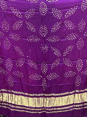 Gaji Silk Bandhej Duppata With Lagdi Patta Border Magenta/ Bandhej duppatas & Stoles