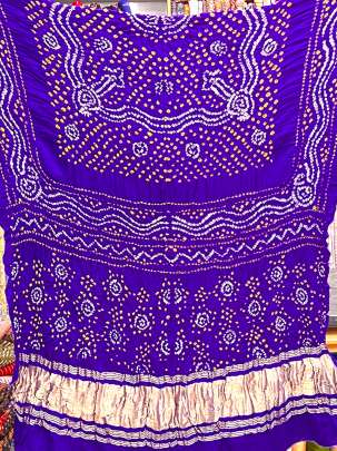 Gaji Silk Bandhej Duppata With Lagdi Patta Border Purple/ Bandhej duppatas & Stoles