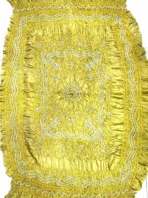 Gaji Silk Bandhej Duppata With Lagdi Patta Border Golden Yellow/ Bandhej duppatas & Stoles