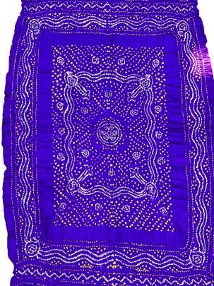 Gaji Silk Bandhej Duppata With Lagdi Patta Border Purple/ Bandhej duppatas & Stoles