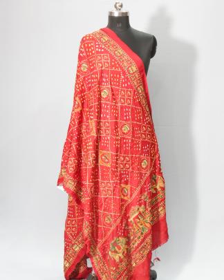 Gaji silk bandhej duppata/