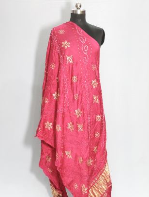 Gaji silk bandhej duppata/