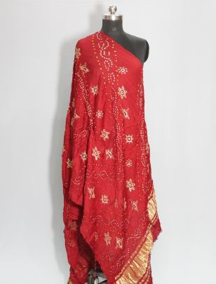 Gaji silk bandhej duppata/