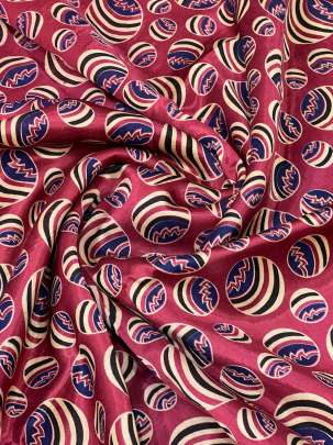 Gaji silk handblocked ajrakh print - Maroon/ Traditional silk prints 