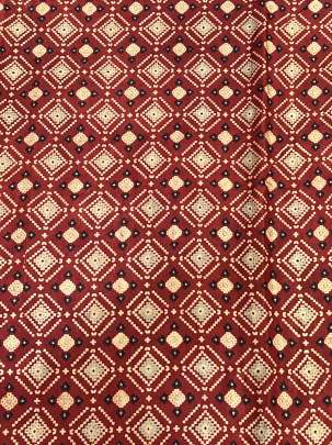 Gaji silk handblocked ajrakh print - Rust maroon/ Traditional silk prints 