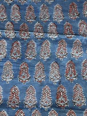 Gaji silk handblocked ajrakh print - Blue/ Traditional silk prints 