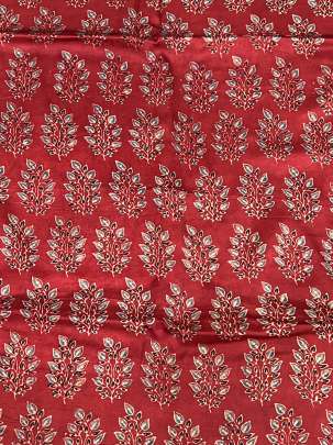 Gaji silk handblocked ajrakh print - Maroon/ Traditional silk prints 