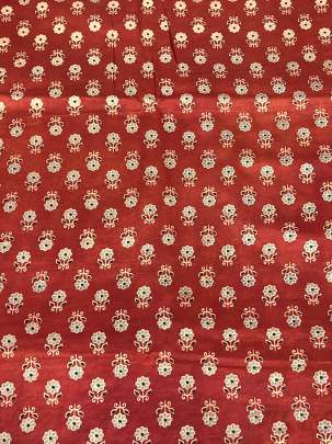 Gaji silk handblocked ajrakh print - Maroon/ Traditional silk prints 