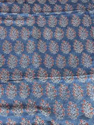 Gaji silk handblocked ajrakh print - Blue/ Traditional silk prints 