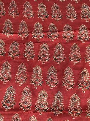 Gaji silk handblocked ajrakh print - Maroon/ Traditional silk prints 