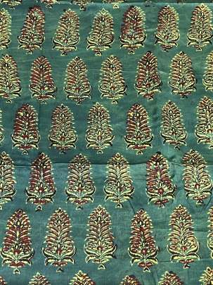 Gaji silk handblocked ajrakh print - Green/ Traditional silk prints 