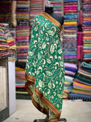 Hand-painted madhubani print duppata - Green/ Printed duppatas