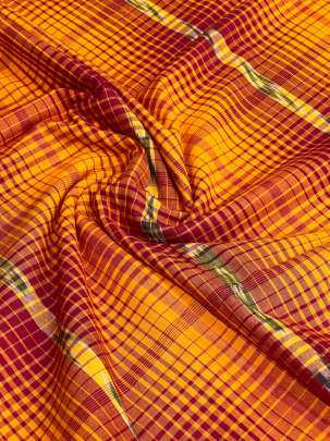 Handloom Cotton Chex Print Mustard Yellow/ 