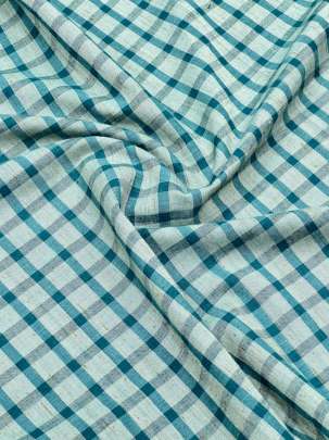 Handloom Cotton Weaving Chex Print Rama Green/ 