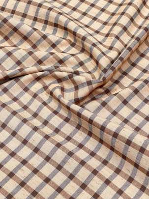 Handloom Cotton Weaving Chex Print Brown/