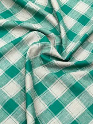 Handloom Cotton Weaving Chex Print Green/ Handloom jamdani