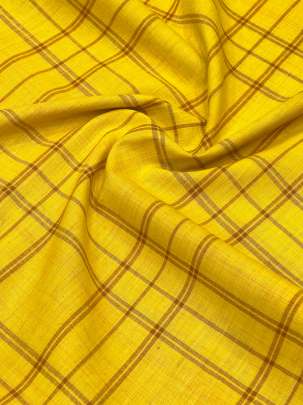 Handloom Cotton Weaving Chex Print Yellow/ 