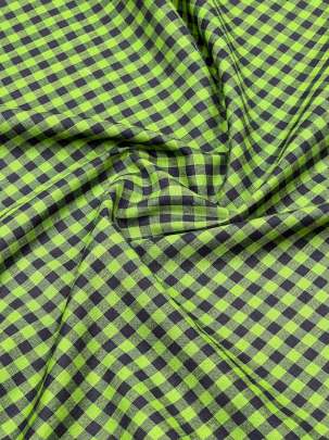 Handloom Cotton Weaving Chex Print Green/ Handloom jamdani