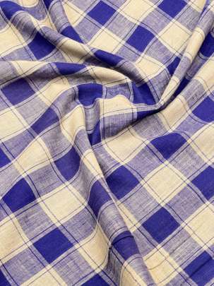 Handloom Cotton Weaving Chex Print Royal Blue/ 