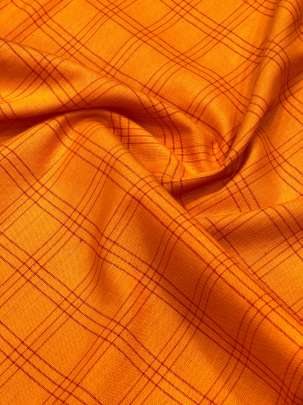 Handloom Cotton Weaving Chex Print Saffron Yellow/ 