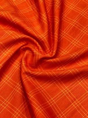 Handloom Cotton Weaving Chex Print Orange/ Handloom jamdani