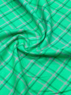 Handloom Cotton Weaving Chex Print Green/ Handloom jamdani