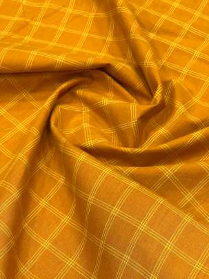 Handloom Cotton Weaving Chex Print Saffron/ Handloom jamdani