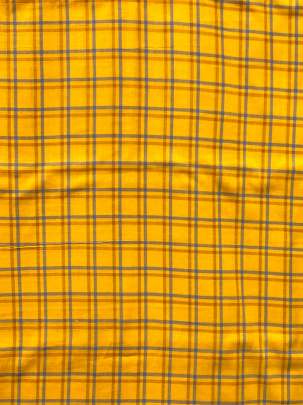 Handloom Cotton Weaving Chex Print Saffron Yellow/ Handloom jamdani