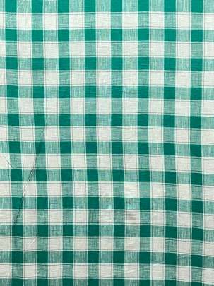 Handloom Cotton Weaving Chex Print Green/ Handloom jamdani