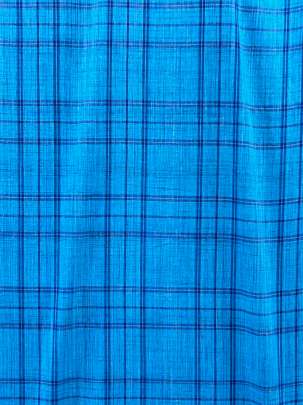 Handloom Cotton Weaving Chex Print Sky Blue/ Handloom jamdani