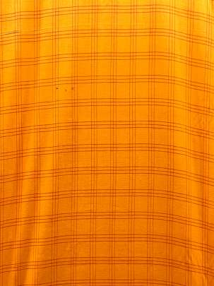 Handloom Cotton Weaving Chex Print Saffron Yellow/ Handloom jamdani