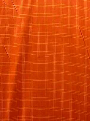 Handloom Cotton Weaving Chex Print Orange/ Handloom jamdani