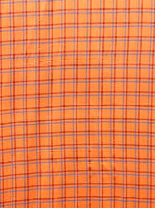 Handloom Cotton Weaving Chex Print Light Orange/ Handloom jamdani