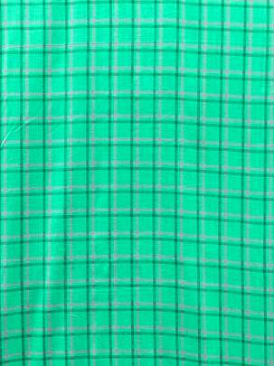 Handloom Cotton Weaving Chex Print Green/ Handloom jamdani