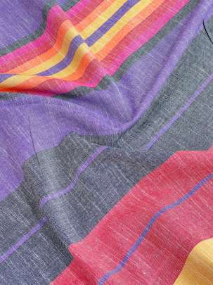 Handloom Cotton Weaving Lining Print Multi-Colour/