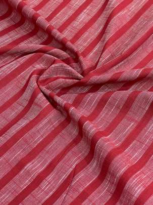 Handloom Cotton Weaving Lining Print Red/ Handloom jamdani