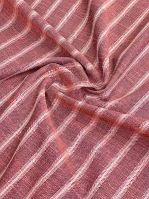 Handloom Cotton Weaving Lining Print Rust/ Handloom jamdani