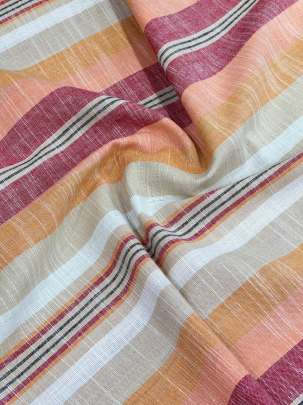 Handloom Cotton Weaving Lining Print Multi-Colour/ 